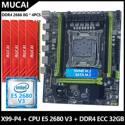 MUCAI X99 P4 Motherboard LGA 2011-3 Kit Set With Intel Xeon E5 2680 V3 CPU Processor And DDR4 32GB(4*8GB) 2666MHz RAM Memory