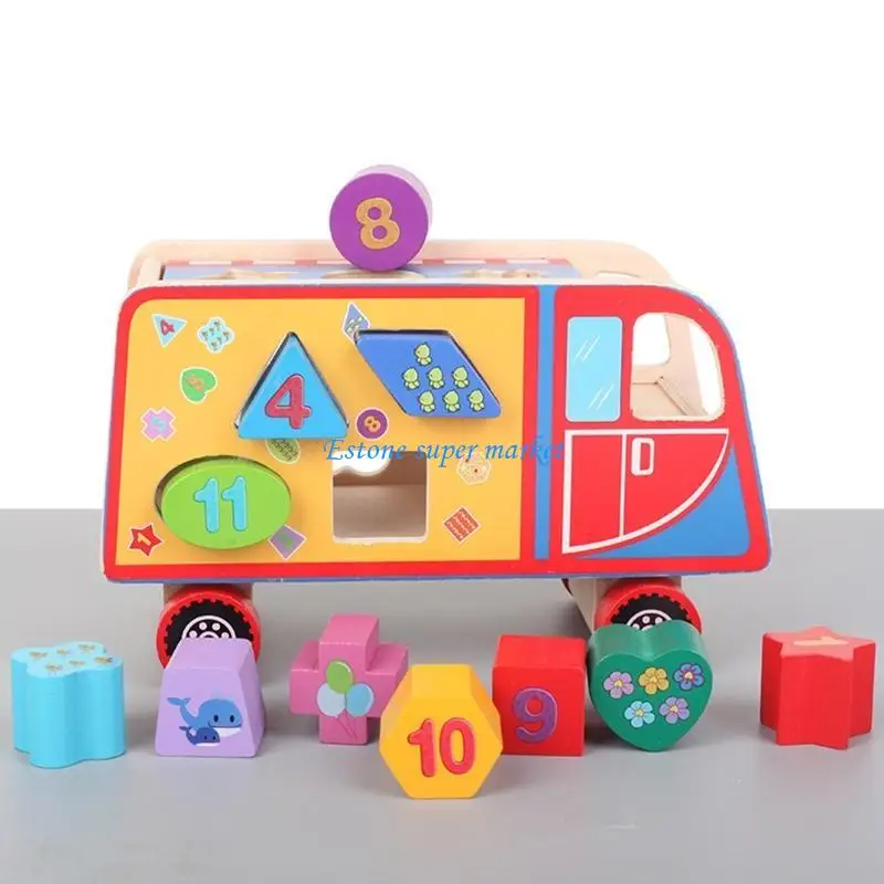 090B ألعاب ألغاز أرقام خشبية على شكل رياضيات لعبة فرز مكعبات التراص