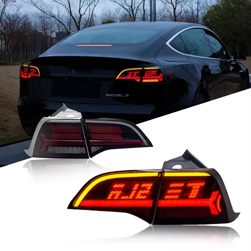 Blue tooth app control   Factory Wholesale Car Taillight Assembly OLED Tail Lights For Tesla Model 3 Model Y STOP light