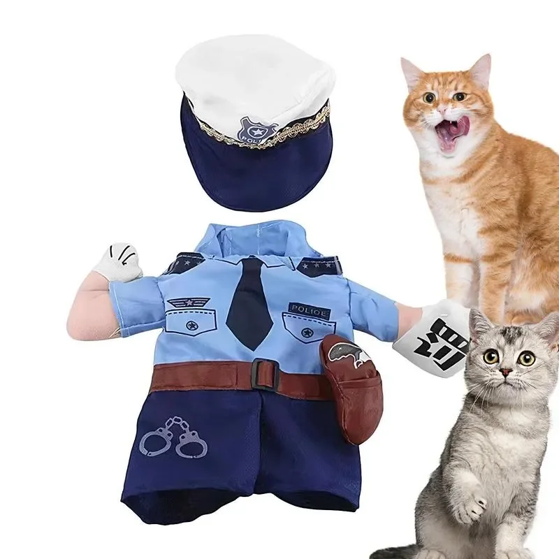 

Cat Uniform Policeman Costume Outfits With Hat Pet Themed Party Supplies Pet Dog Cat Halloween Costume For Party Christmas