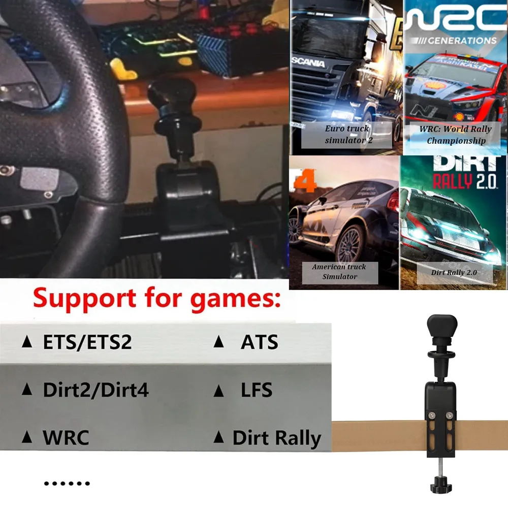 PC USB Handbrake For Logitech G27 G29 G923 Thrustmaster T300 For ETS2 American/European Truck Sim Racing Games Hand Brake Black