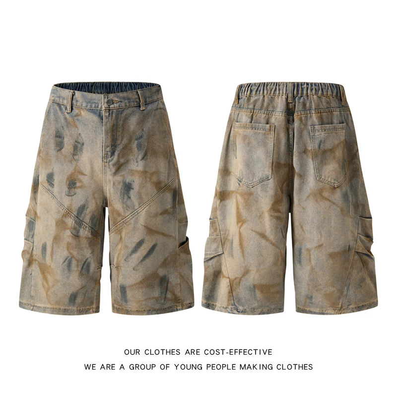 

Мужские джинсы ort Jeans в стиле ретро в американском стиле с широкими штанинами и семью футами, повседневные свободные прямые летние джинсы-трубы