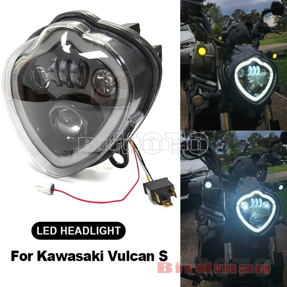 

12V Motorcycle LED Headlight Assembly High/Low Beam Front Headlamp DRL Running Lights For Kawasaki Vulcan S 650 EN650 2015-2021