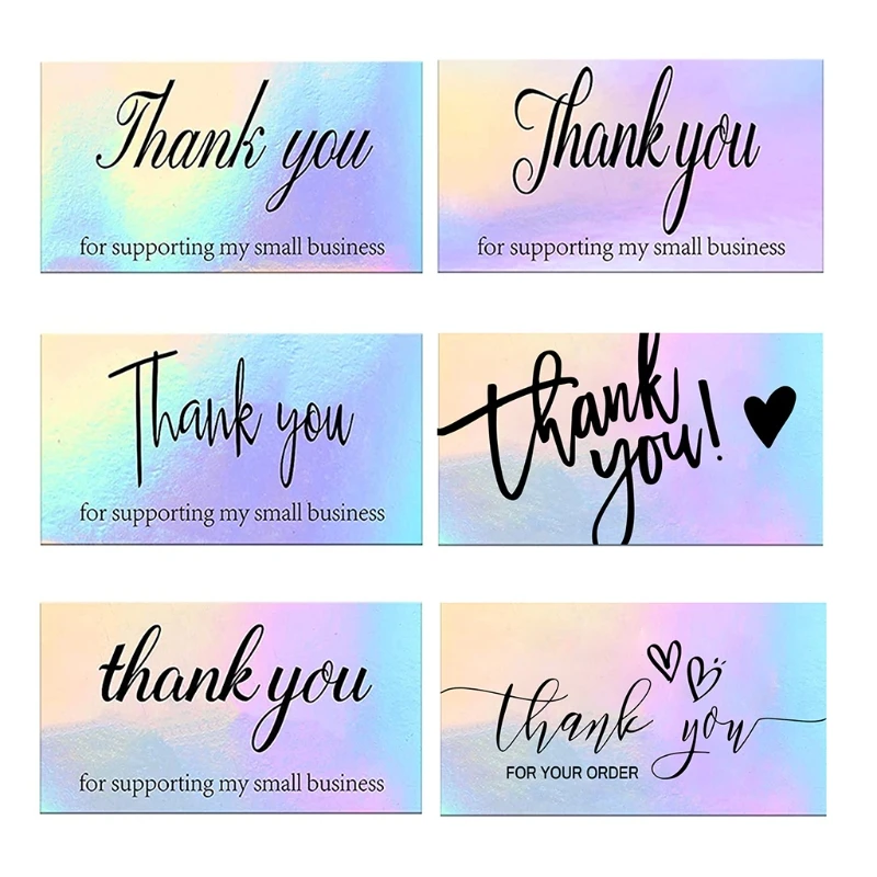 50pcs Thank You for Your Order Business Cards Shopping Purchase Thanks Greeting Cards Appreciation Card for Small 5x9cm Dropship