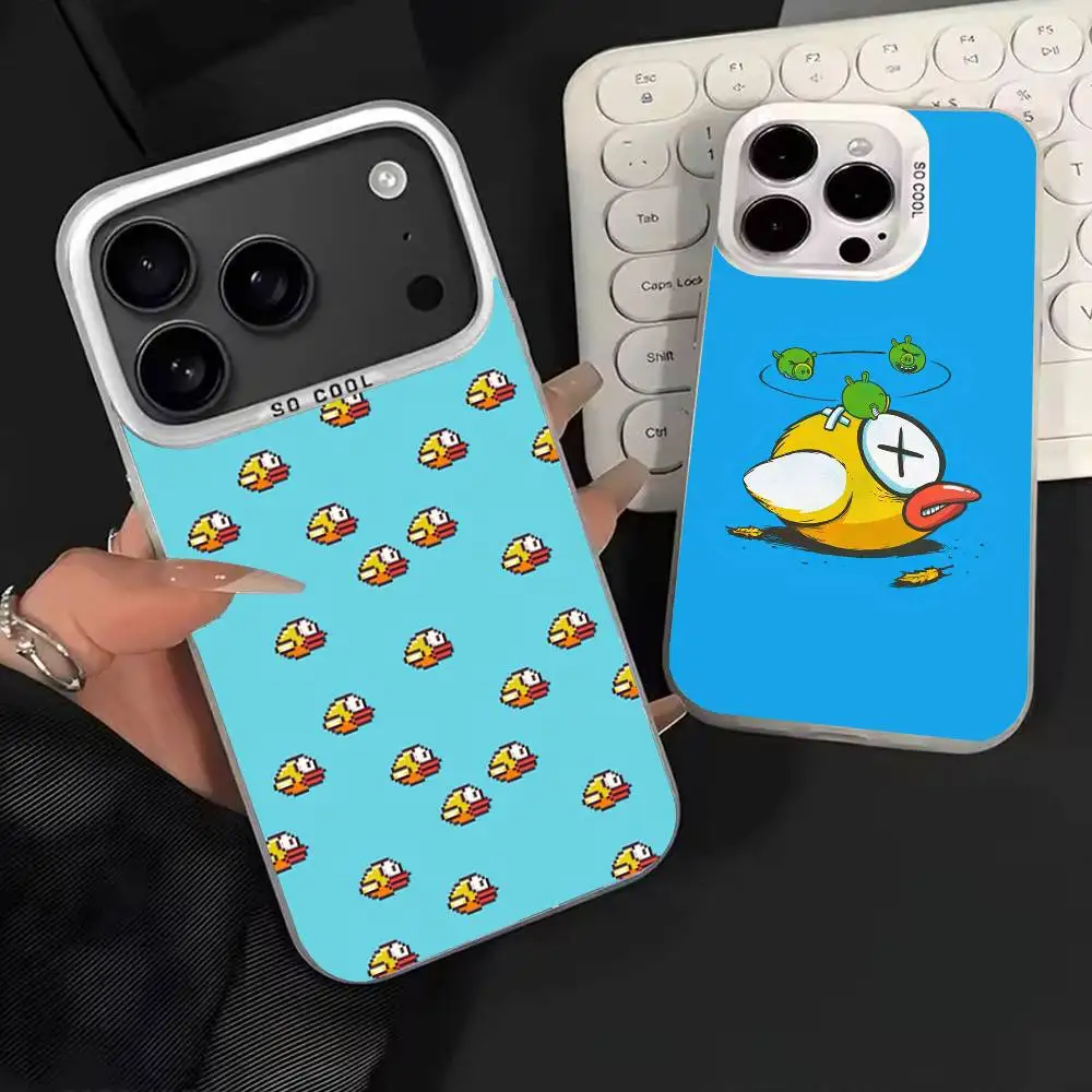 

Чехол для телефона Flappy B-Bird Game для iPhone 17,16,15,14,13,12,11,Mini,Pro,E,MAX White Candy, матовый противоударный чехол