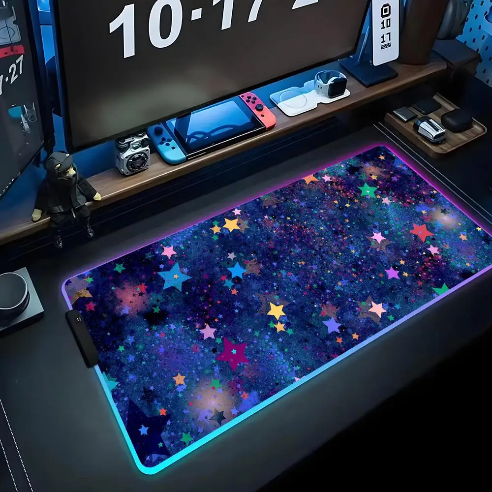 

Colorful Star wallpaper Mouse Pad RGB Gaming Mousepad Big LED Pad PC Desk Mat Luminous Mouse Pad Large Keyboard Mats Table Rug