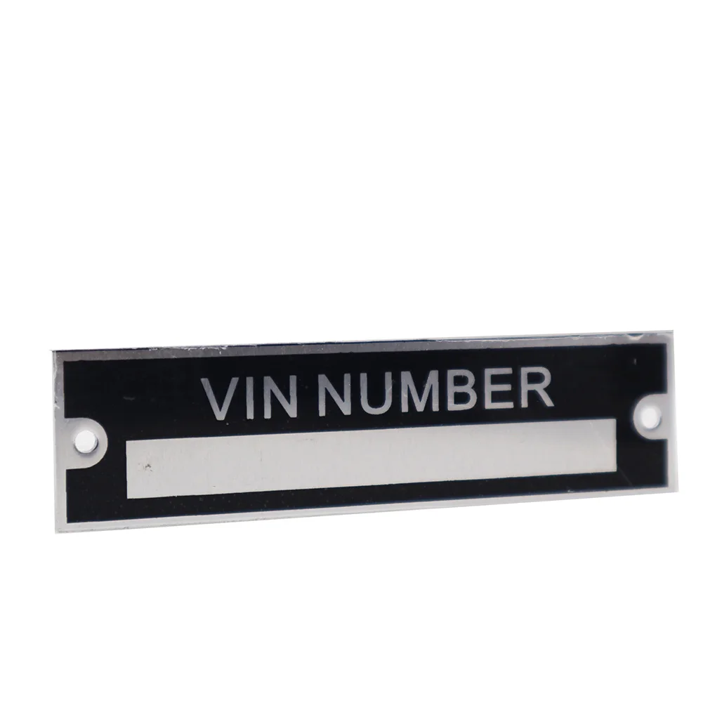 

Blank or Engraved Aluminum ID Tag VIN Serial Plate Vehicle Identification Number 95 X 25mm Motorbike Caravan RV Camper Parts