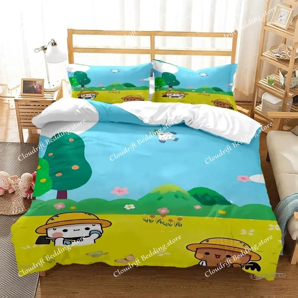 

Cute BuBu Bear Kawaii Bedding Set Cartoon Anime All Season Duvet Cover Soft Quilt Cover and Pillowcases SingleDoubleQueenKing