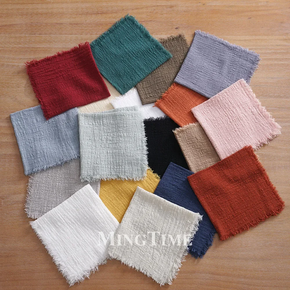 10-50pcs 32x32cm Cloth Napkins Cotton Gauze Retro Burr Table Napkin Vintage Serviettes Tea Towel Wedding Party Home Wholesale