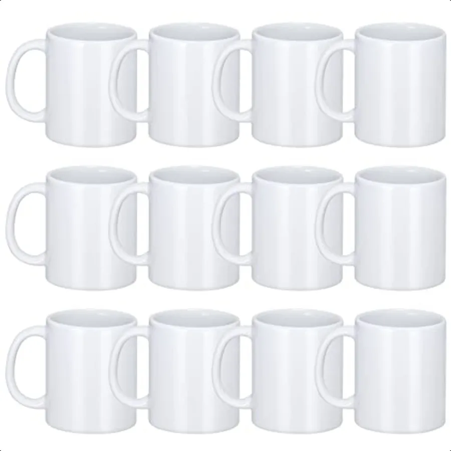 

Sublimation Mugs Premium Coffee Mugs Set of 12 White Ceramic Sublimation Cups 11 oz Christmas Coffee Mug for Soup Tea Milk Latt