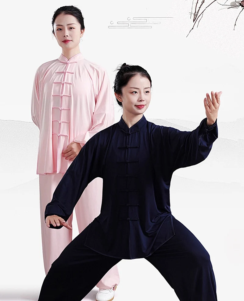 Women's Milk Silk Tai Chi Suit, New Baduanjin Wushu Performance Set for Spring/Autumn, Chinese Style Men's Practice Uniform