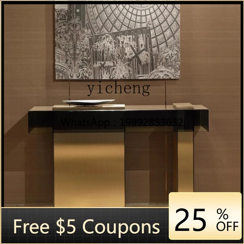 

DD table Modern simple glass entrance table against the wall Entrance hall Entrance end view table