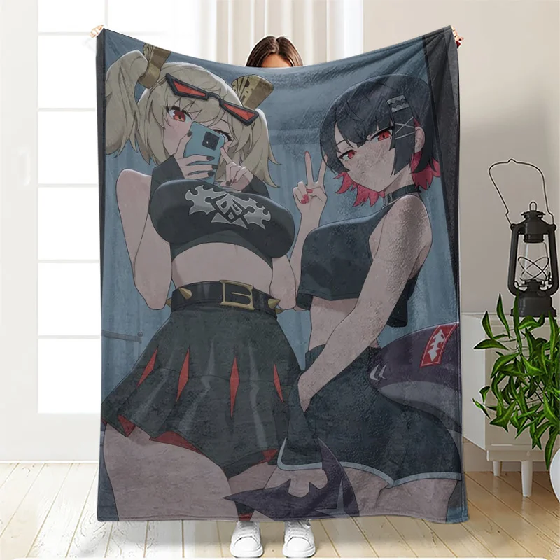 Niedliche Zenless Zone Zero-Decke, Anime-Mädchen-Themen-Fleecedecke für Bett, Couch, Büro für den Innen- und Außenbereich