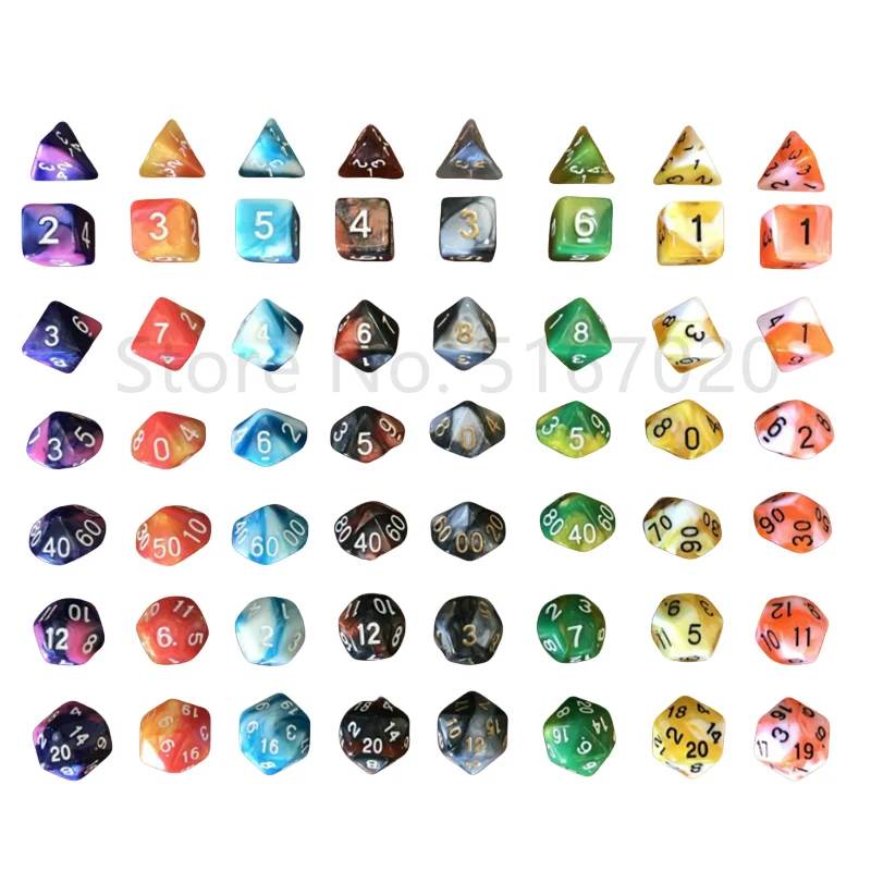 7PCS 1 Set 10Colors Galaxy Style DND Dice Set Multifaceted Dice Are Used For TRPG Dragon Dungeon Board Game