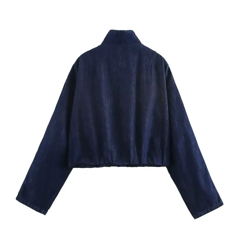 Spring 2025 Women's Fashion Patchwork Stripe Decorated Versatile Denim Jacket New Arrival Casual Sportswear Ensemble