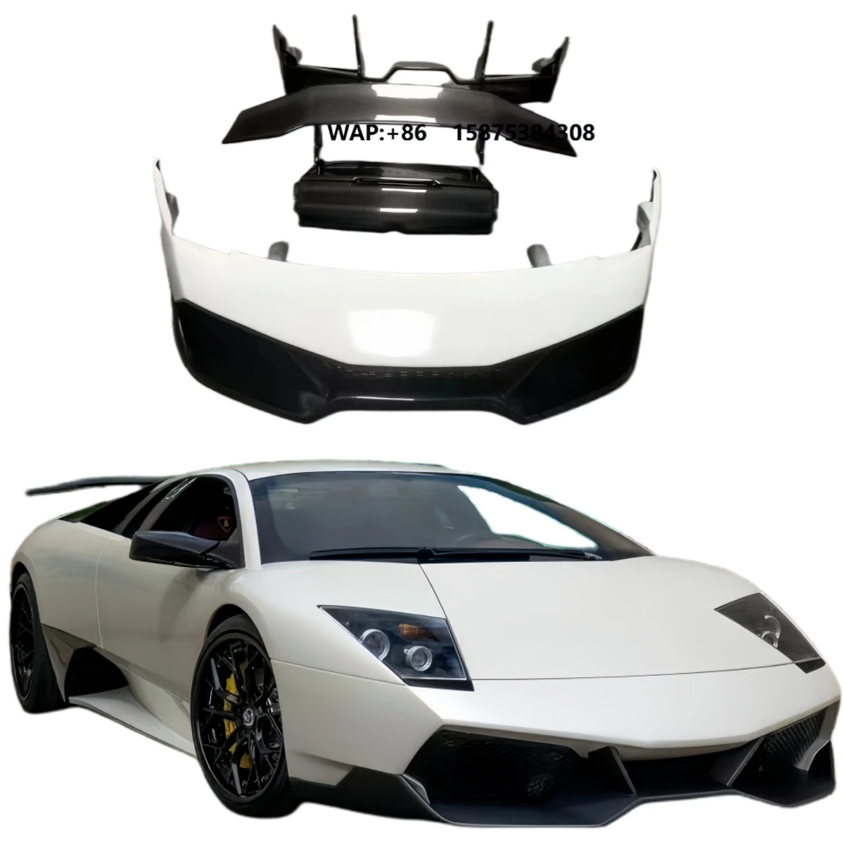 Body Kit for LP640 Upgrade SV Style Bumper Front/Rear Spoilers Side Skirts Screw-On Universal Fitment