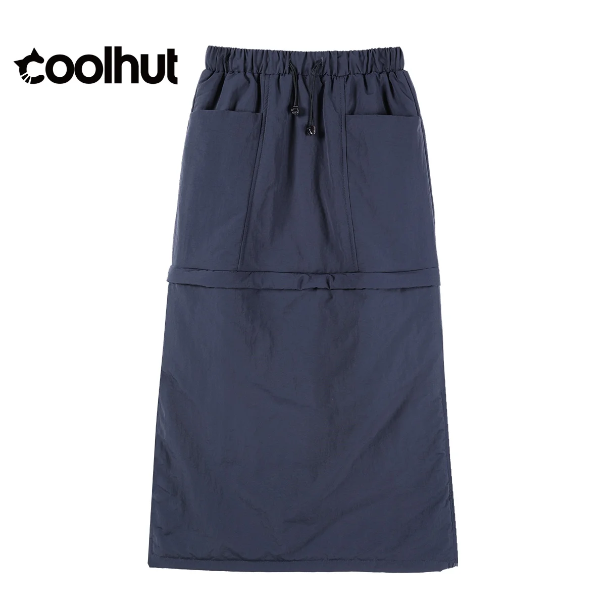 COOLHUT femmes utilitaire ourlet fendu jupe taille haute coupe droite hiver vêtements de travail Denim poches détachable automne hiver jupe