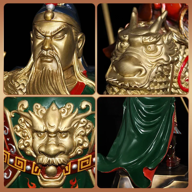 V8 Brass Painted Guan Gong Ornament Wu Caishen Opening Gift Company Store Buddhist Hall Crafts