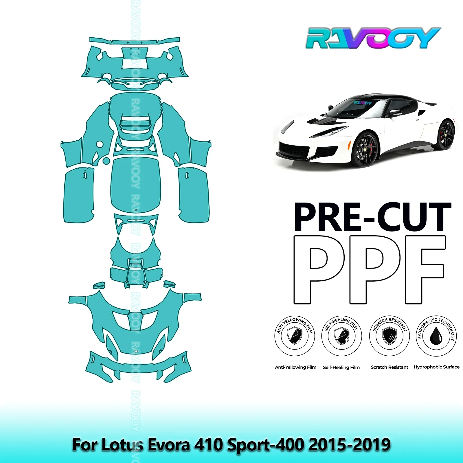 

8.5Mil Full Vehicle Precut PPF Paint Protection Film For Lotus Evora 410 Sport-400 2015-2019