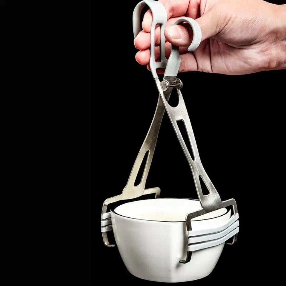 

Stainless Steel Dish Clip Anti-slip Silicone Strip Stable Anti-Scalding Bowl Lifter Ergonomic Handle Bowl Gripper Steaming Rack