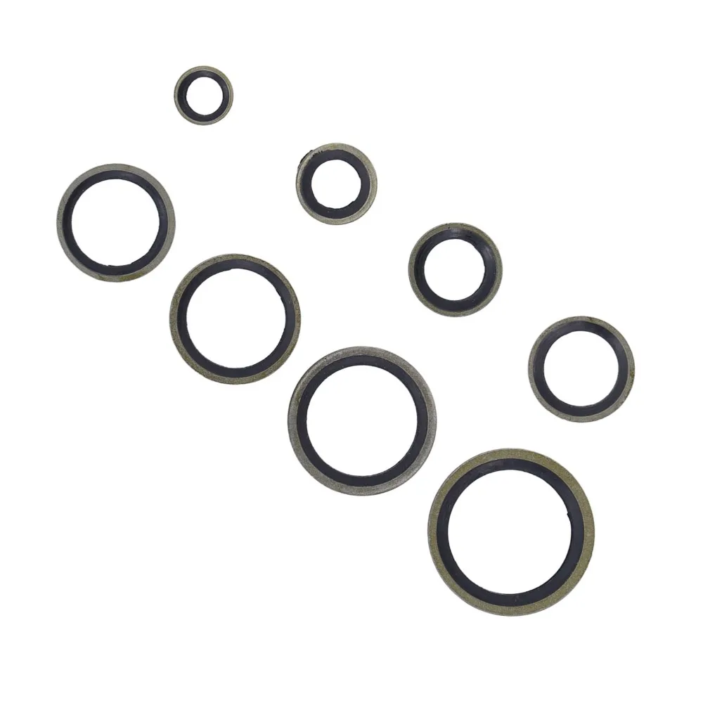 110pcs Reliable Rubber Metal Bonded Oil Seal Washer Durable Versatile Metal Sealing Washer Crush Washer Set For Oil Drain Plug