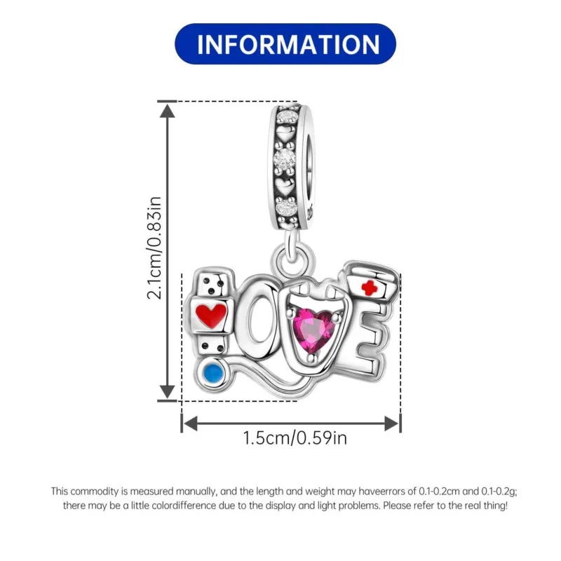 MISEFF 2025 925 فضة السماعة ممرضة قبعة الحب قلادة جالبة للحظ الأصلي خرز سوار DIY بها بنفسك مجوهرات النساء هدايا
