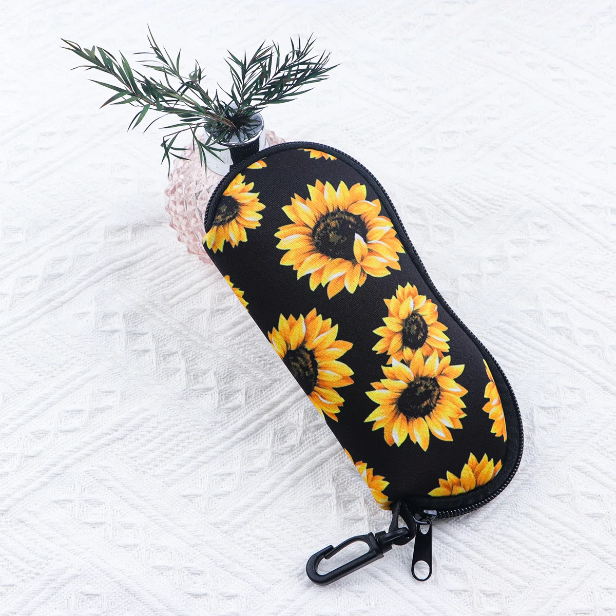 الزهور الملونة نظارات الحالات غطاء النظارات الشمسية حالة خمر يطبع عباد الشمس نظارات مربع مع سحاب حالات النظارات المحمولة #6