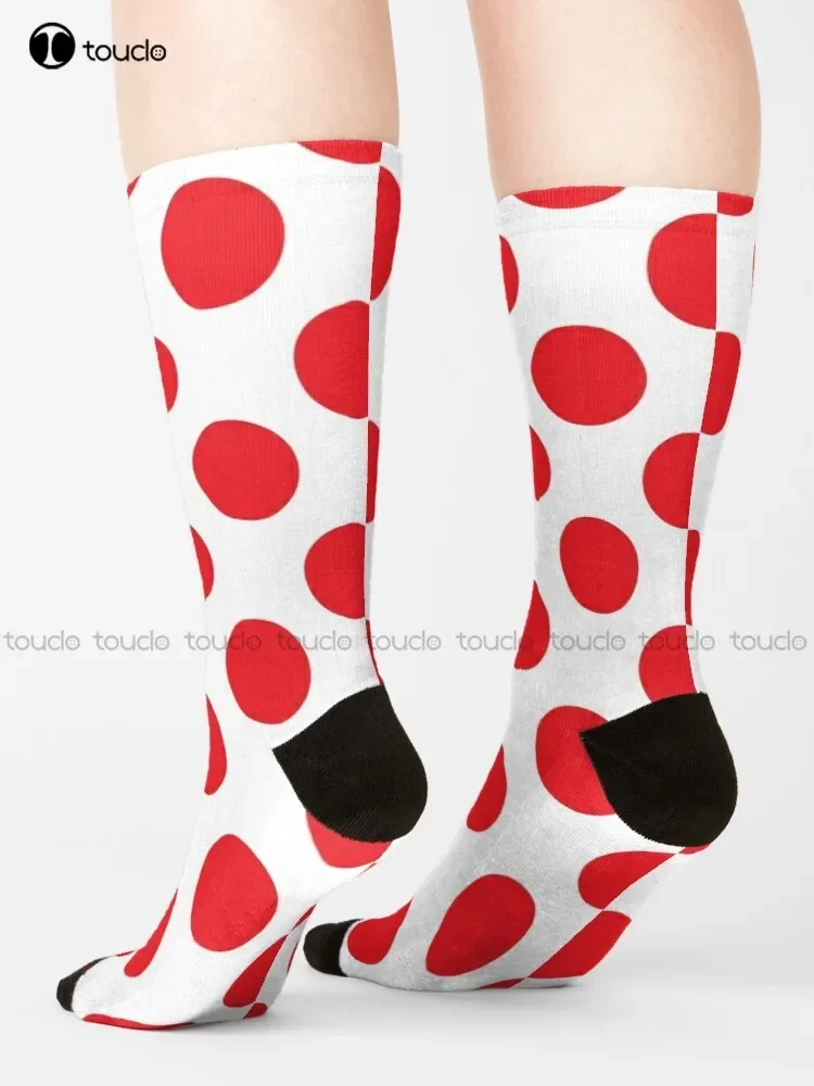 Red Polka Dot Jersey | France Pattern Socks Men'S Athletic Socks Cartoon Comfortable Best Girls Sports 360° Digital Print Retro