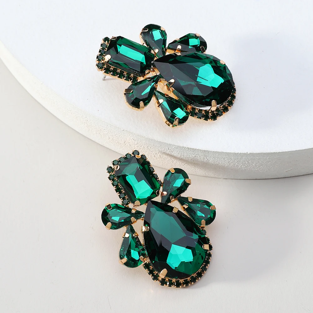 Luxury Charm Y2k Pendnat Jewelry Vintage Multicolored Sparkly Crystal Glass Teardrop Dangle Drop Earrings For Women Trendy Gift