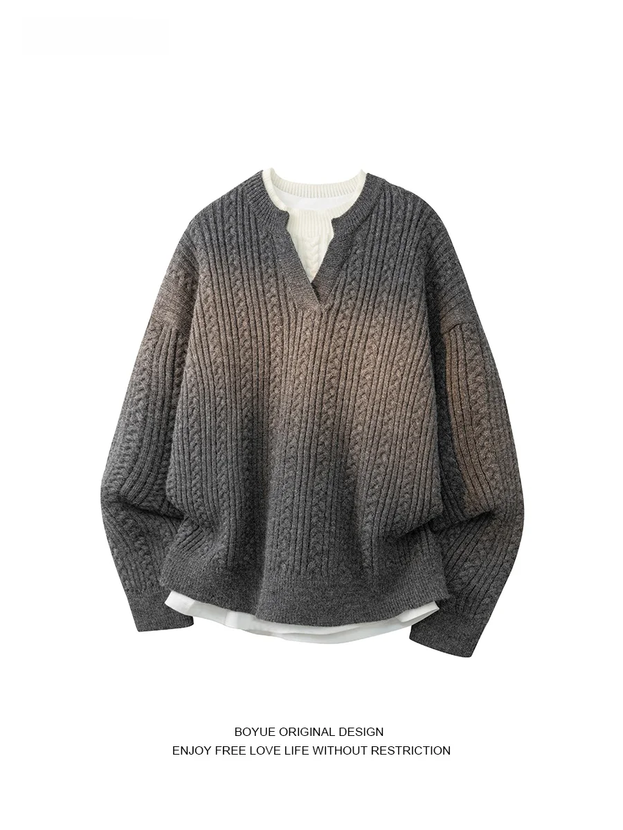 

Boyue Casual Sle Knitted Sweater Men Women Faionable Twist Design Heavyweight Lazy Sle Vintage Loose Fit Winter Long Sl...