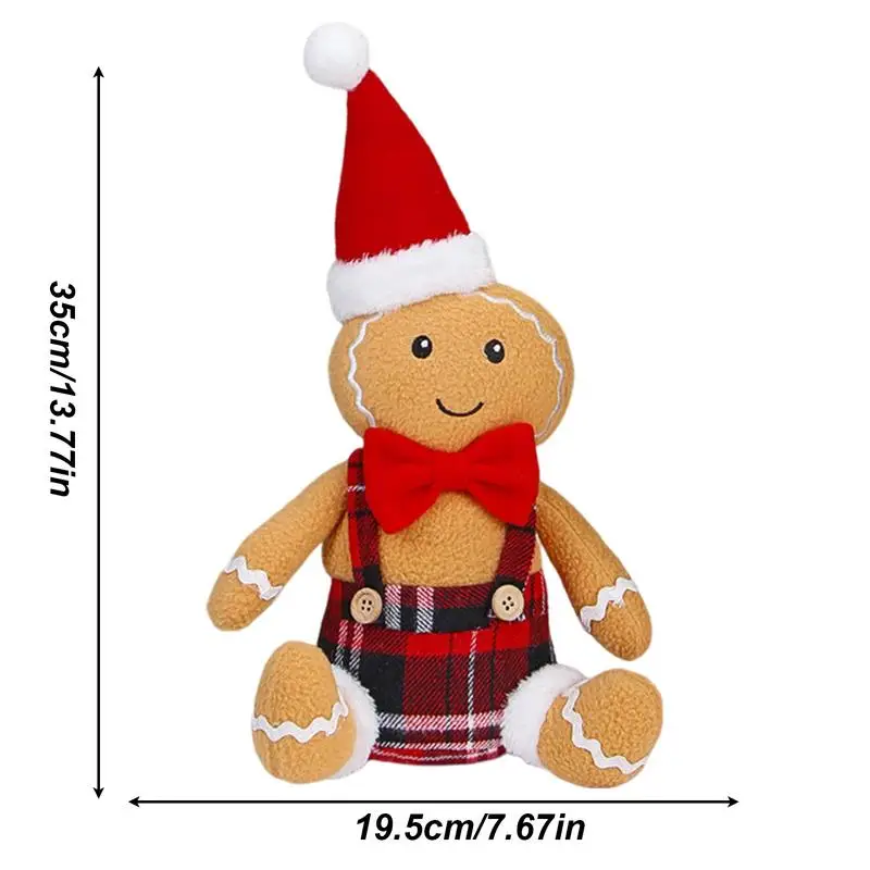 Christmas Gingerbread Man Plush Toys Gingerbread Gingy Plush Toys Sitting Gingerbread Shaped Plush With Plaid Clothes