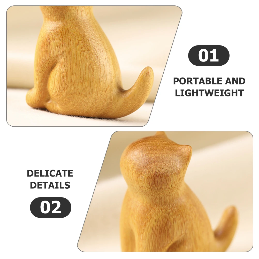 

Sandalwood Cat Ornaments Wooden Figurine Retro Desktop Decor Miniature Adornment Home Decoration Statues Creative Crafts
