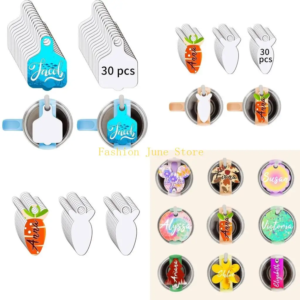

N5KA 30pcs Теплосоподобие MDF Nameplate Stanleys Tumbler Имя теги шикарные таблички