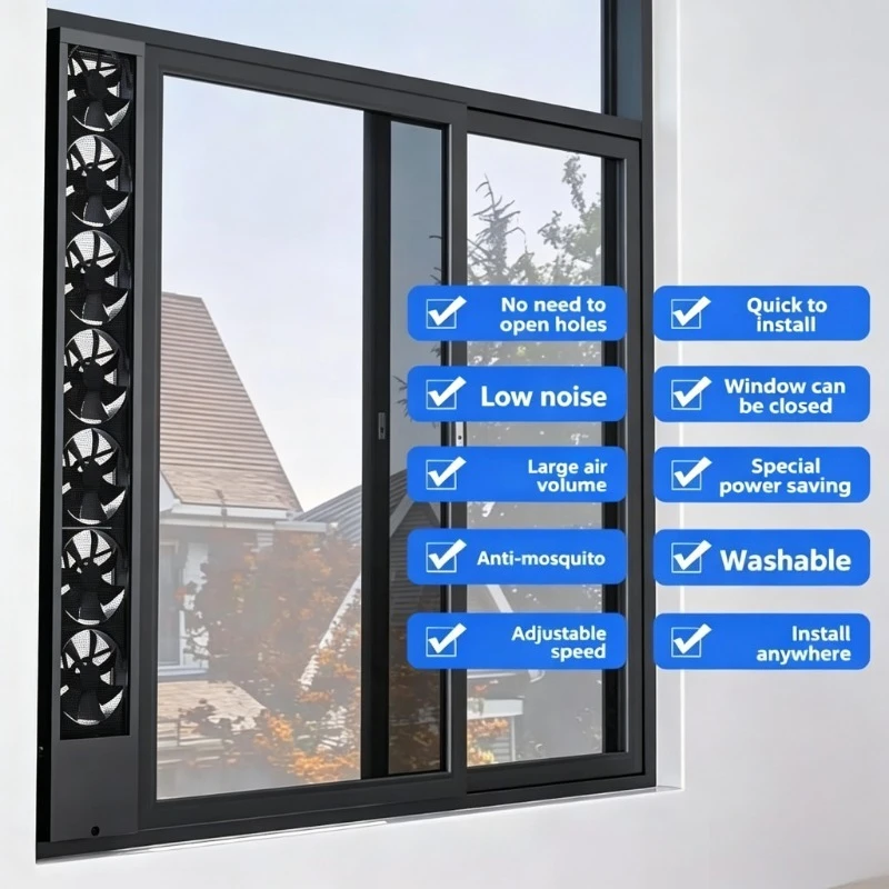 No Drill Retractable Window Exhaust Fan Powerful Quiet Household Ventilation Extractor Fan Tool-Free Easy Installation