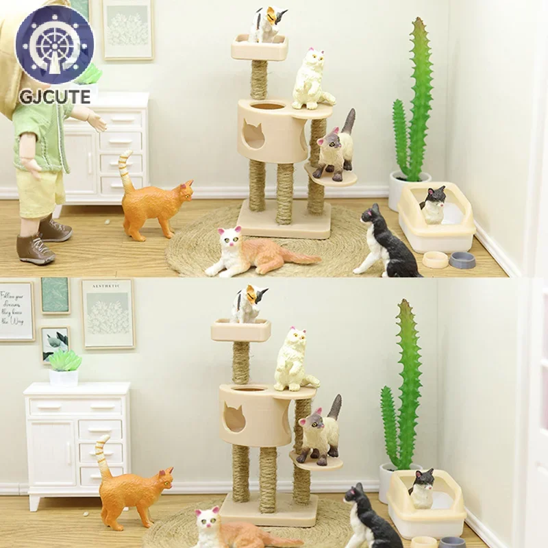 1/12 Dollhouse Simulation Cat Climbing Frame Model Miniature Pet Furniture Accessories Micro Scene Construction Props
