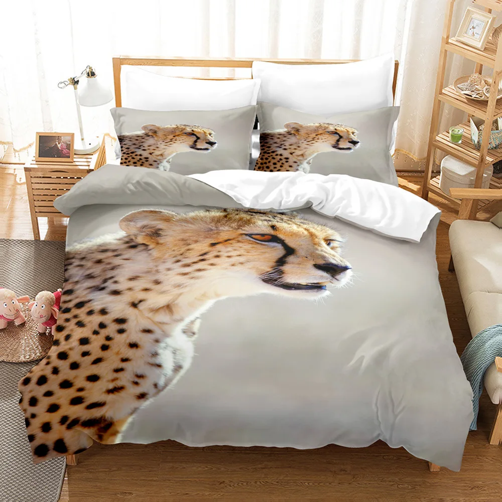 Imagem -05 - Leopardo Conjunto Capa de Edredão Africano Safari Animais Cobertura Poliéster Cheetah Bedding Conjunto Rainha Rei para Crianças Menino Juventude Adulto