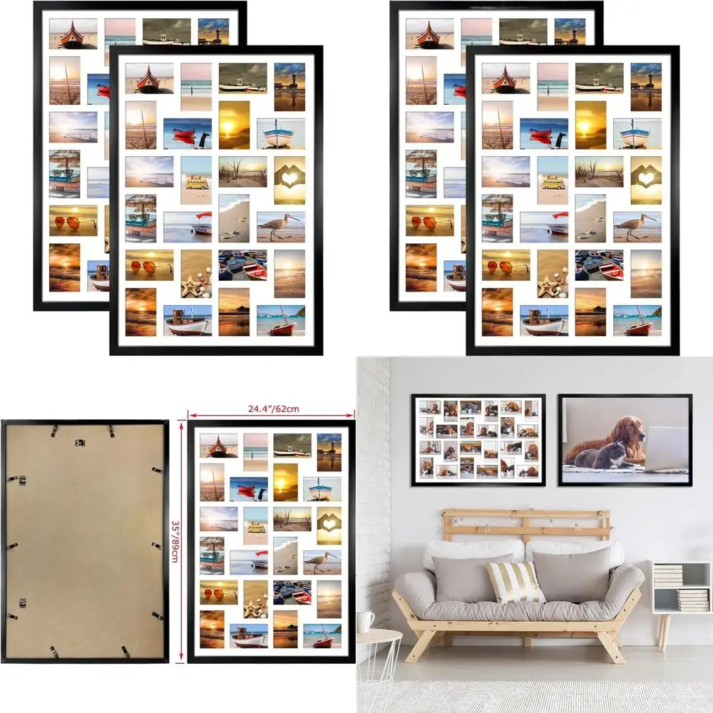 

4x6 Picture Frame Set, 24 Openings, Wall-Mounted Photo Display, Black
