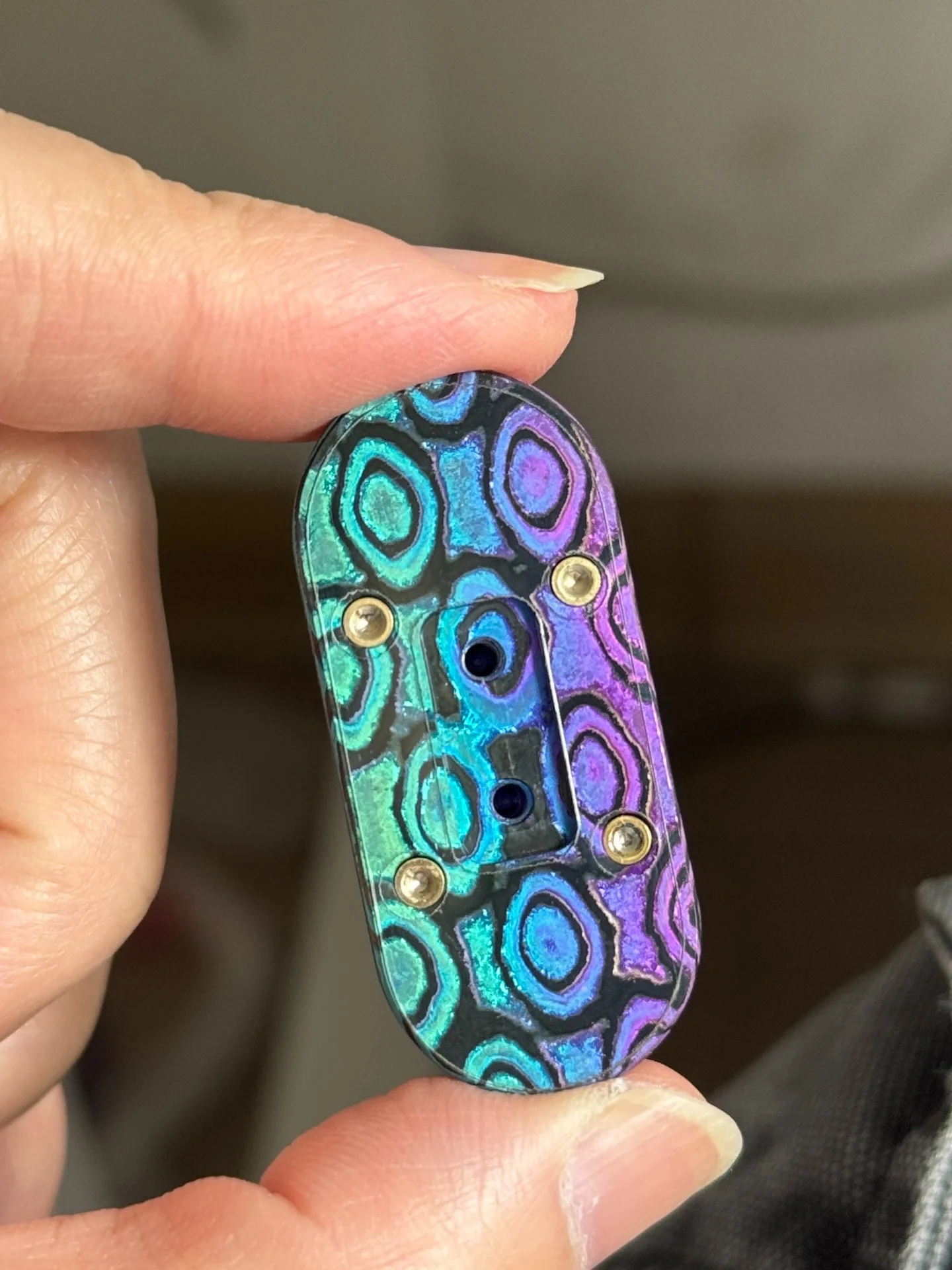 Used EDC Topb Mechanical Push Card, Out of Print Zirconium Horse,High Temperature Zirconium Horse Edc Decompression Toy Top Coin