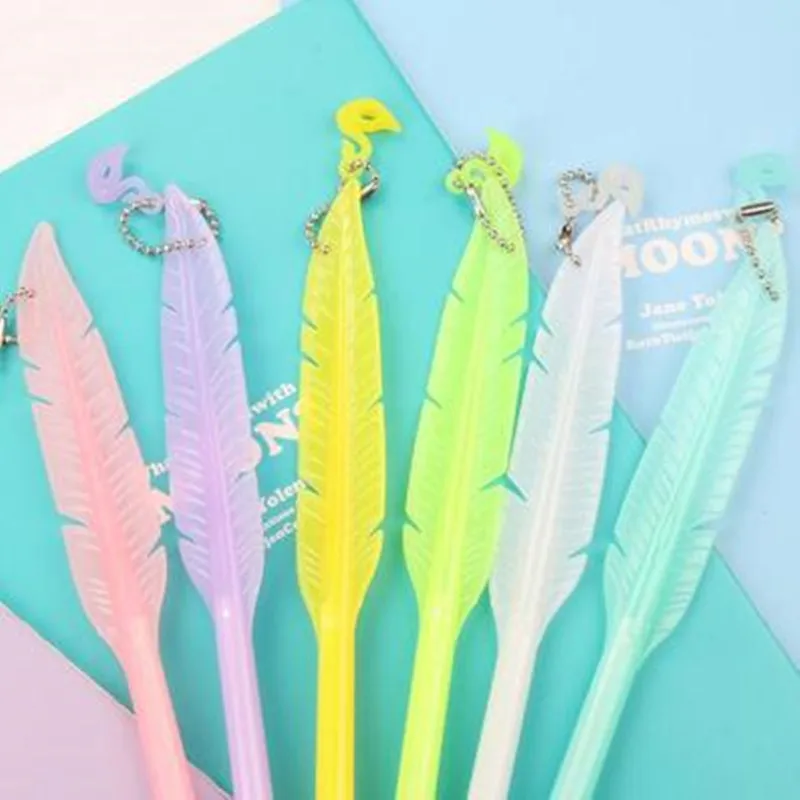 

Cute creative stationery lovely jelly feather neutral pen pupils study Gift Award black student supplies Factory direct wholesal