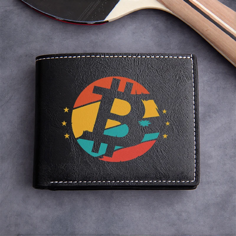 Bitcoin Inspired Premium PU Leather Wallet for Men Minimalist Design Lightweight Durable Business Style Compact Bifold
