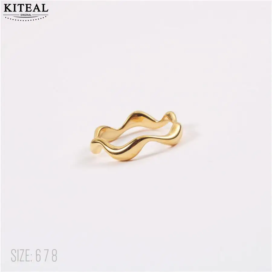 KITEAL High Quality Gold color size 6 7 8 Goddess Engagement rings Irregular Wave Smooth Ring men ring Top Quality Jewelry