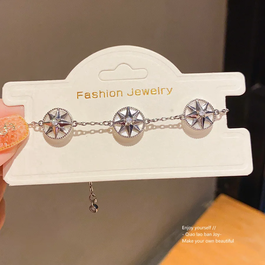 

Elegant Mother of Pearl Bracelet for Women | Round Zirconia Charm | Luxury Minimalist Dainty Jewelry | Gift Idea