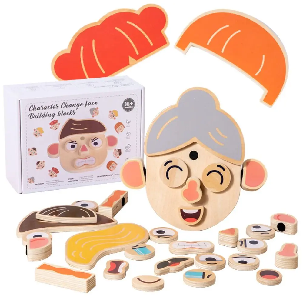Puzzle-Spielzeug, 3D-Tierpuzzles, Spielzeug, Montessori-Charakter, hölzerne Gesichtswechselblöcke, Herausforderungen, logisches Denken