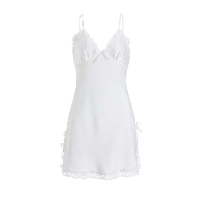 Sexy Underwear Strap Nightdress Lace Nightgown Suspenders Women Sleepwear Satin Home Fun Dress Summer Lady