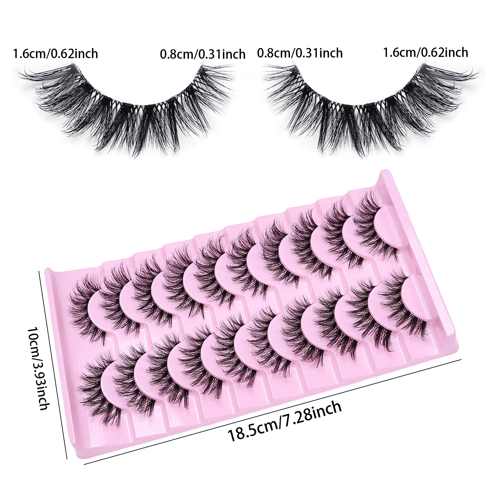 10 أزواج من الرموش الرقيقة الطبيعية D حليقة ثلاثية الأبعاد حجم الرموش الصناعية شرائط رموش شفافة