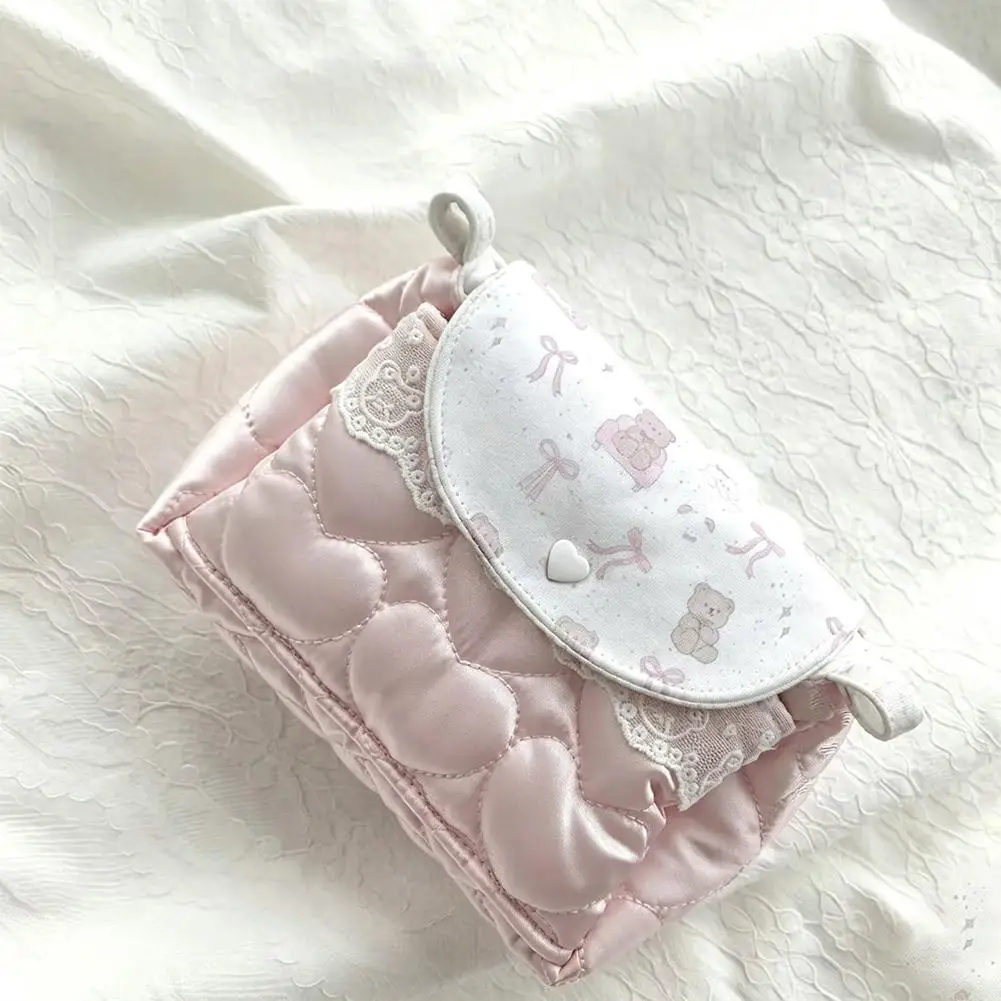 Kawaii Niedliche Bären-Schultertasche, Herz-Stepp-Handtasche, 3-lagiger Spitzen-Aufbewahrungsbeutel für Frauen und Mädchen, Handtasche im koreanischen Stil – Detail 5