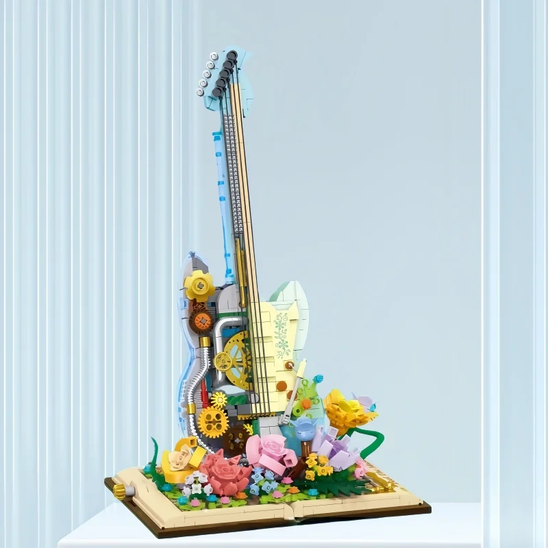 

KNEW BUILT Musical Instrument Toy LED Punk Guitar Mini Building Blocks-Table Decor, Adored by Girls,Simulation Play,Puzzle Gift