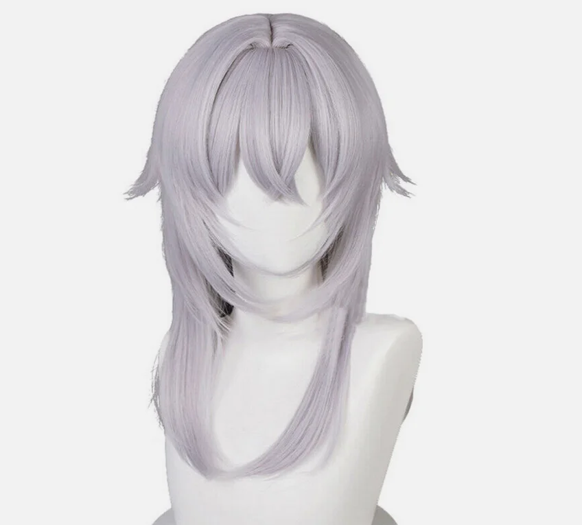 Final Fantasy Themis Cosplay Wigs 52cm Women Long Sliver WhiteSynthetic Hair