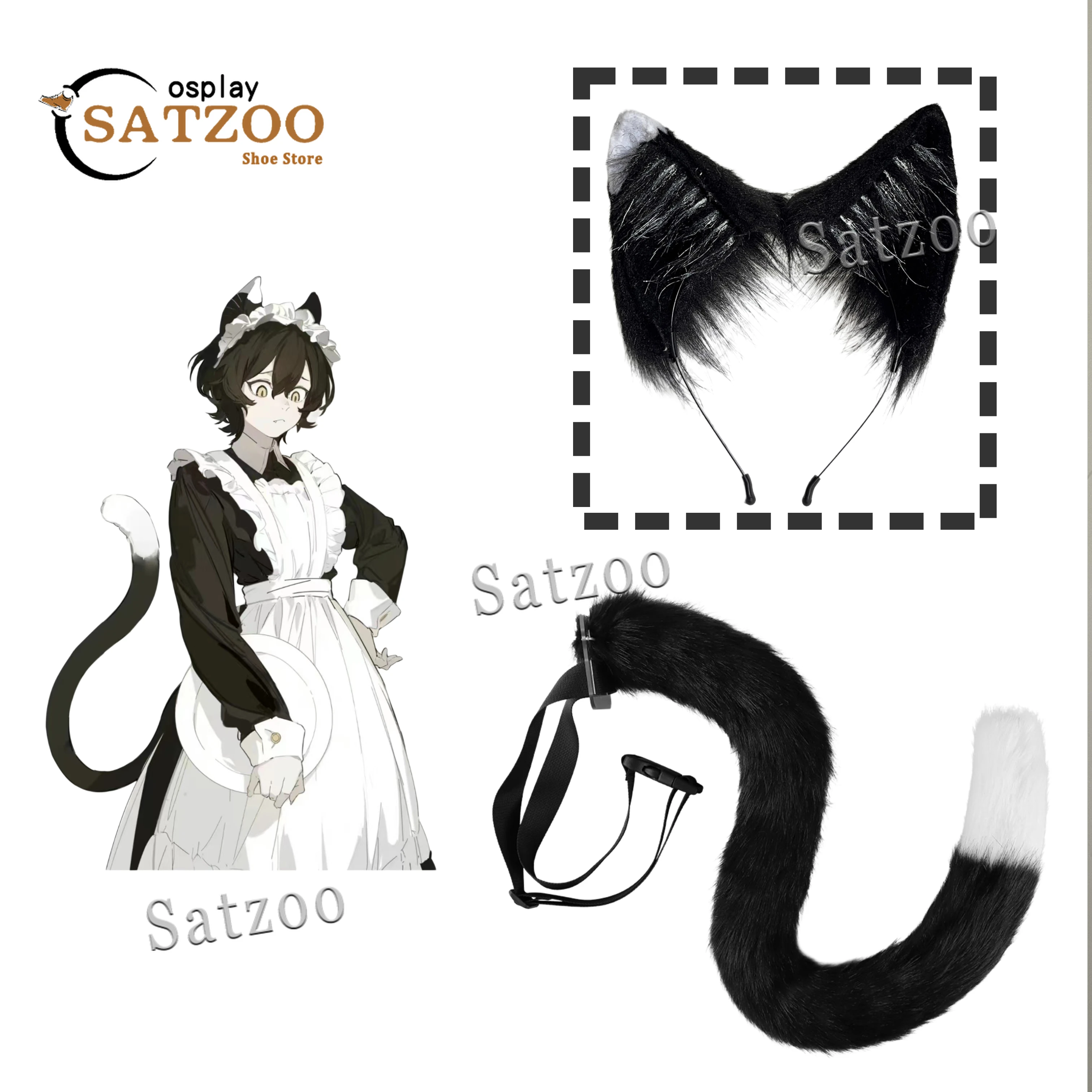 Izutsumi Tail Ears Cosplay Props Anime Delicious in Dungeon Cosplay Women Cute Furry Animal Ears Izutsumi Cosplay Tail