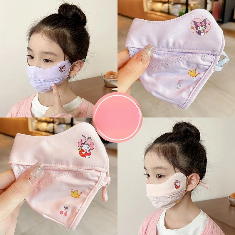 Miniso Kulomi Maschera solare per bambini Protezione UV Estate Bambine Filo di ghiaccio sottile Parasole traspirante Maschera per bambini